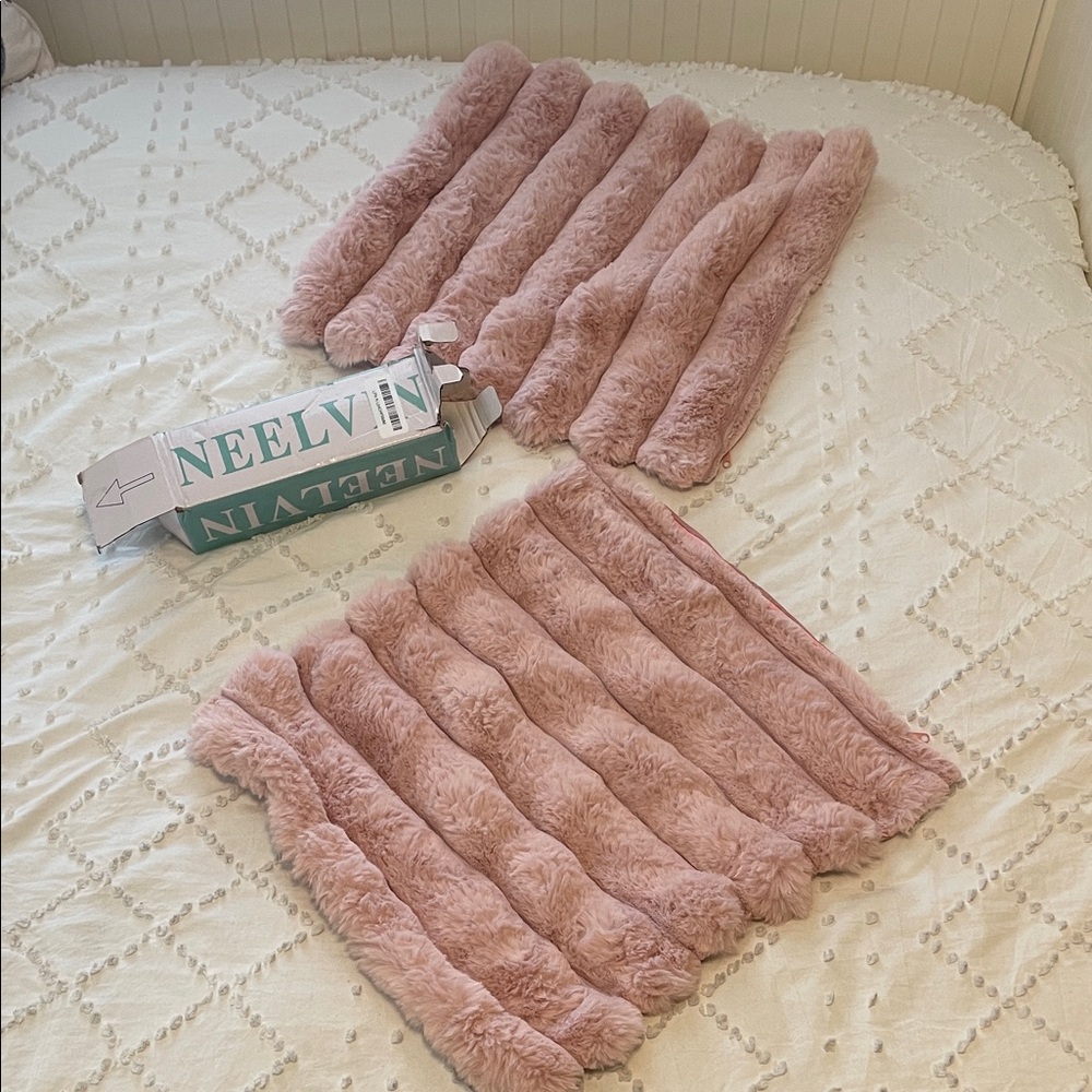 Pink Faux Fur Accent Pillow covers set of two new